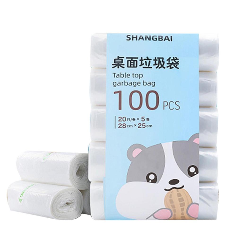 5Roll 100Pcs Mini Garbage Bag Household Thickened Small Desktop Garbage Garbage
