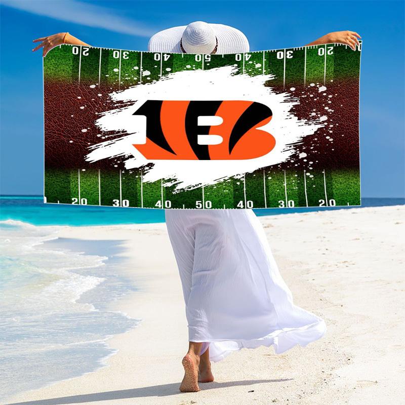 Cincinnati Bengals Print Beach Towel, Large Soft Quick Dry Towel for Beach Camping Swimming
