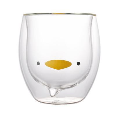 250ml Creative Cute Bear Double-layer Coffee Mug Double Glass Animal Milk Glass Lady Cute Cat Duck DogChristmas Gift Bar Tool