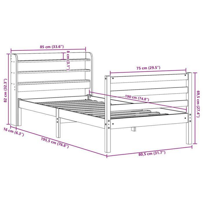 VidaXL Cadre de lit avec tête de lit blanc 75x190cm bois de pin massif, lit, mobilier de chambre à coucher, lit en bois, lit 3306630