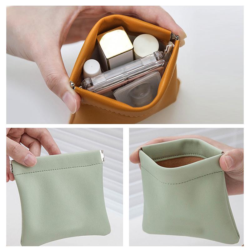 Pu Leather Makeup Storage Bag Waterproof Small Cosmetic Pouch Mini Short Wallet Bag Coin Purse Key Earbuds Credit Card Holder