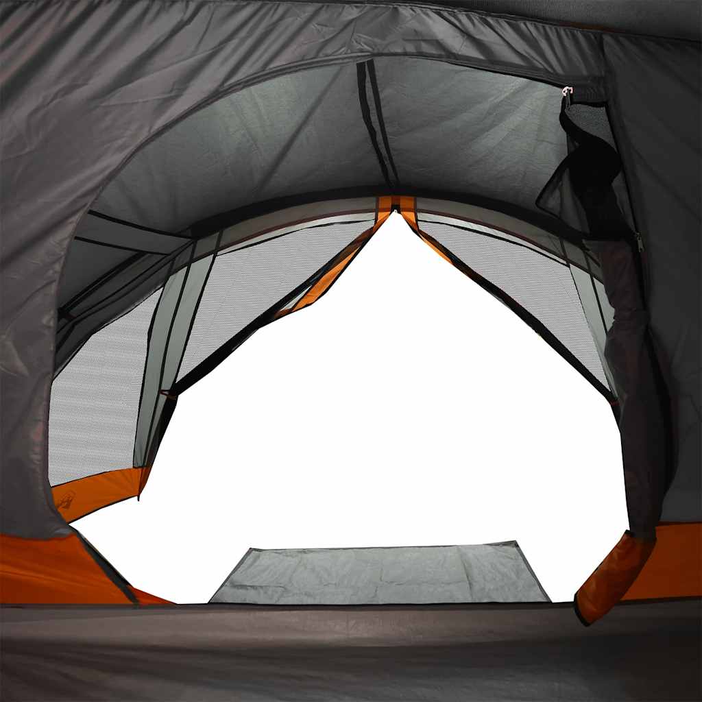 4 Person Camping Tent Grey and Orange Waterproof