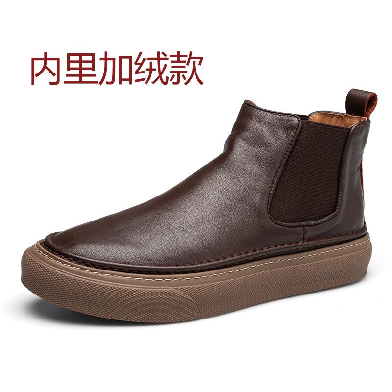 

2025 прямая поставка зимние ботинки Мартин мужские кожаные бархатные средней высоты британские кожаные ботинки на высокой платформе мужские короткие ботинки тренд 44