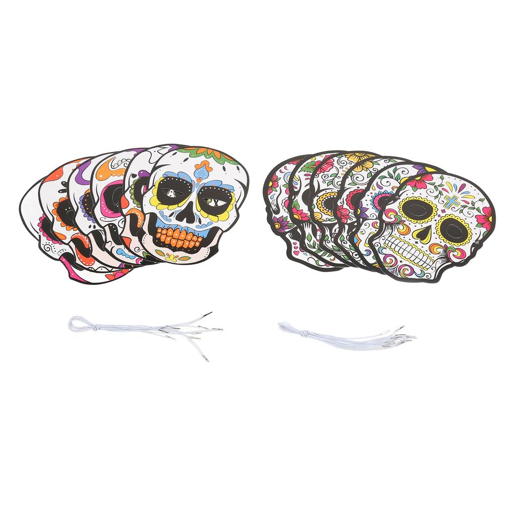 12pcs Day of The Dead Mask with Elastic Band Attractive Halloween Mask for Halloween Party Horror