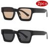 2pcs Candy Colors Square Sunglasses Woman Vintage Large Frame Design Sun Glasses Female Fashion Thick Frame