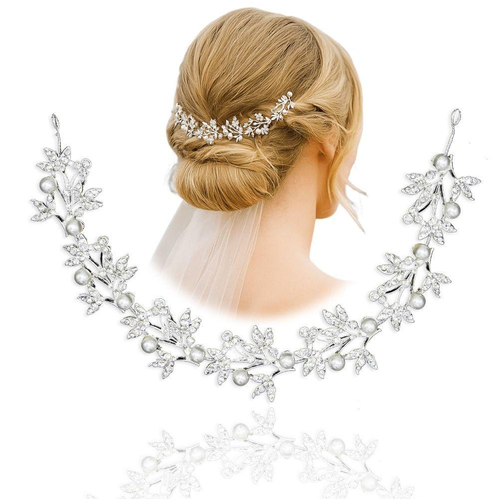 Luxury Crystal Pearl Hair Vine Shiny Fashion Bridal Hairband  Banquet Dancing Party