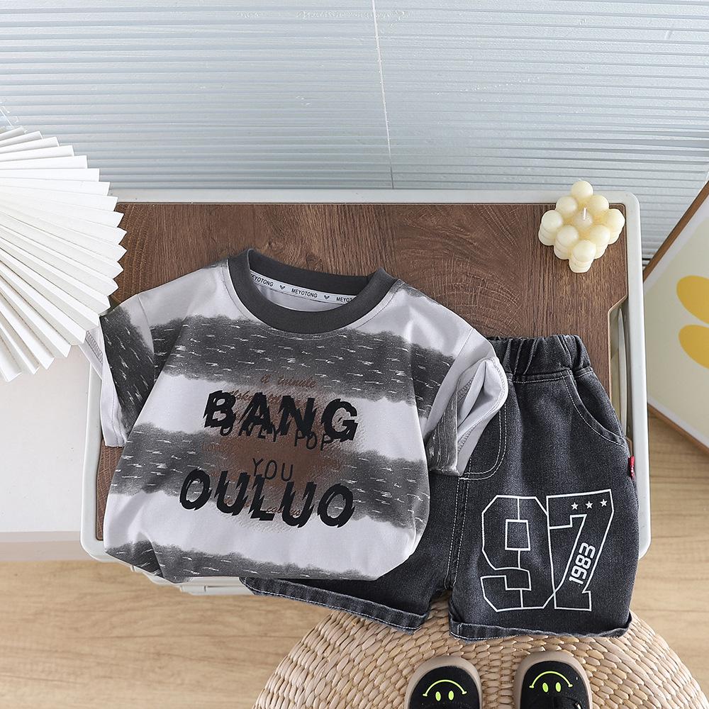 

Boys Trendy Summer 2026 Clothing Set: Stylish Thin Clothes for Little Boys 120cm сірий колір