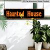 2D Flat 1pc of Vintage Gothic Haunted House Metal Sign - Large 15.7×3.94inch Horror Themed Distressed Font and Bold White Letters - Heavy-alumium