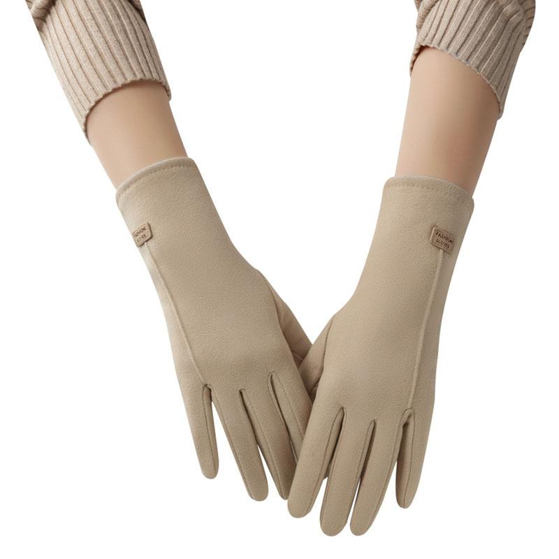 

Женские зимние теплые перчатки с чувствительными пальцами для сенсорного экрана, ветрозащитные перчатки с флисовой подкладкой one size