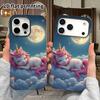 Phone Case: 2D Flat Design Suitable for iPhone 18 17 16 15 14 13 Pro Film Protective Case, Couple Style, Sleeping Unicorn, Christmas and Halloween Hol
