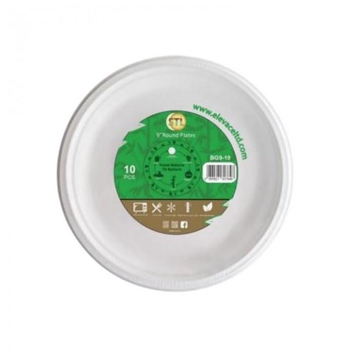 Elevace Sadio Bagasse Round Disposable Plates (Pack of 50)