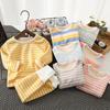 Autumn Winter Kids Pajamas Baby Boys Girls Striped Thicken High Waist Warm Clothing Sets Toddler Pajamas Sleepwear