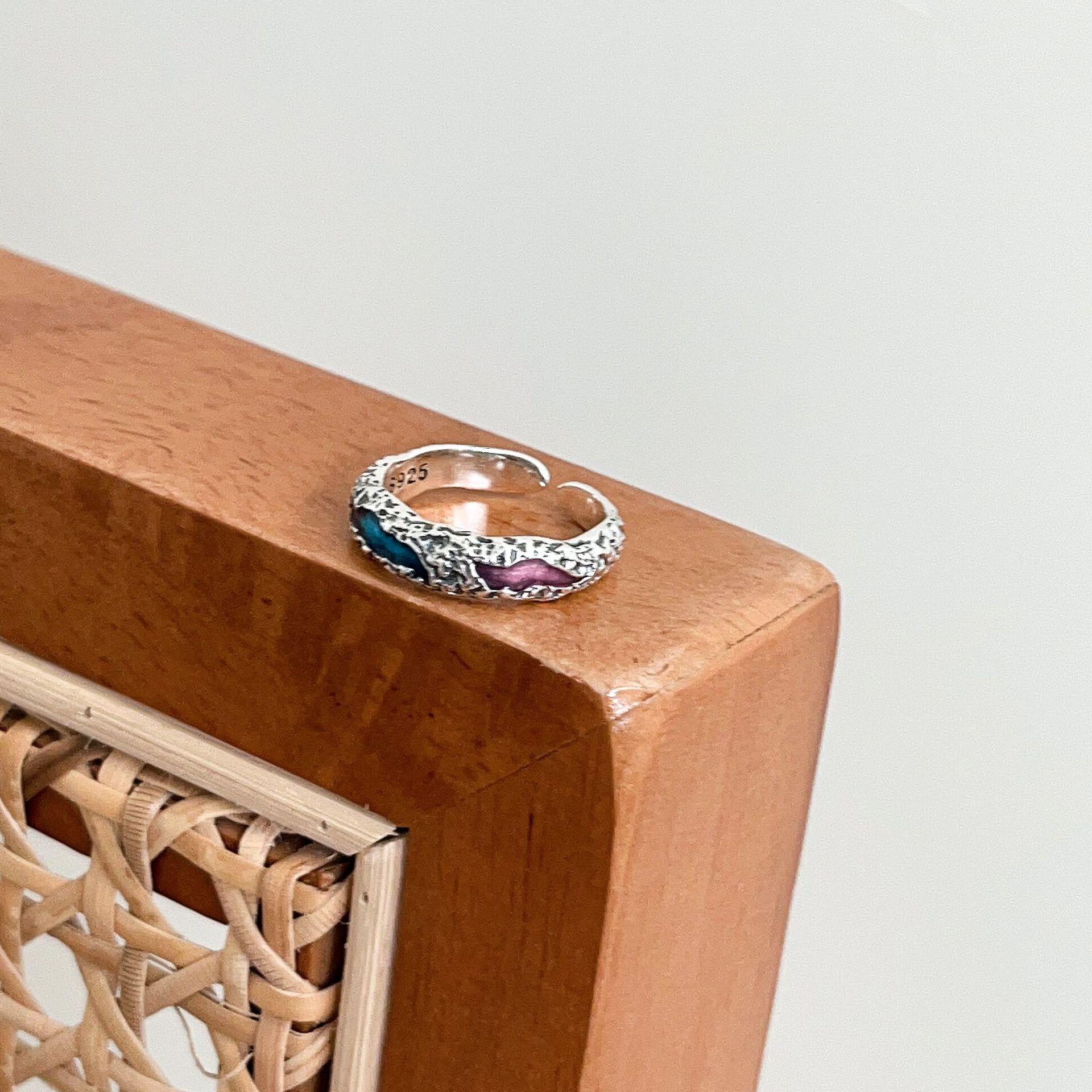 

Богемное этническое кольцо из состаренного глазурованного серебра S925 Adjustable Size