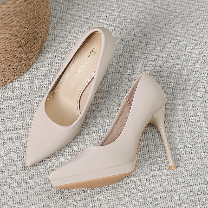 

2025 новый темперамент не устают ноги профессиональные черные остроносые тонкие каблуки маленькие высокие каблуки 663-AR1 39 абрикосовый