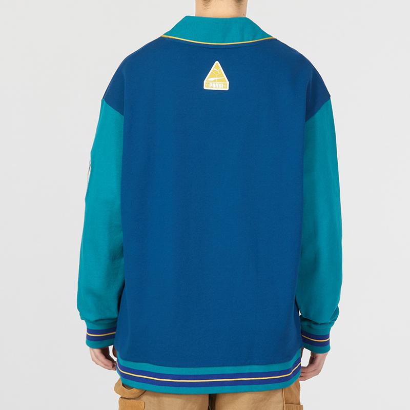 Puma Team Badge V-Neck Jacket With Contrast Logo Print Unisex Outerwear Green 677374-45