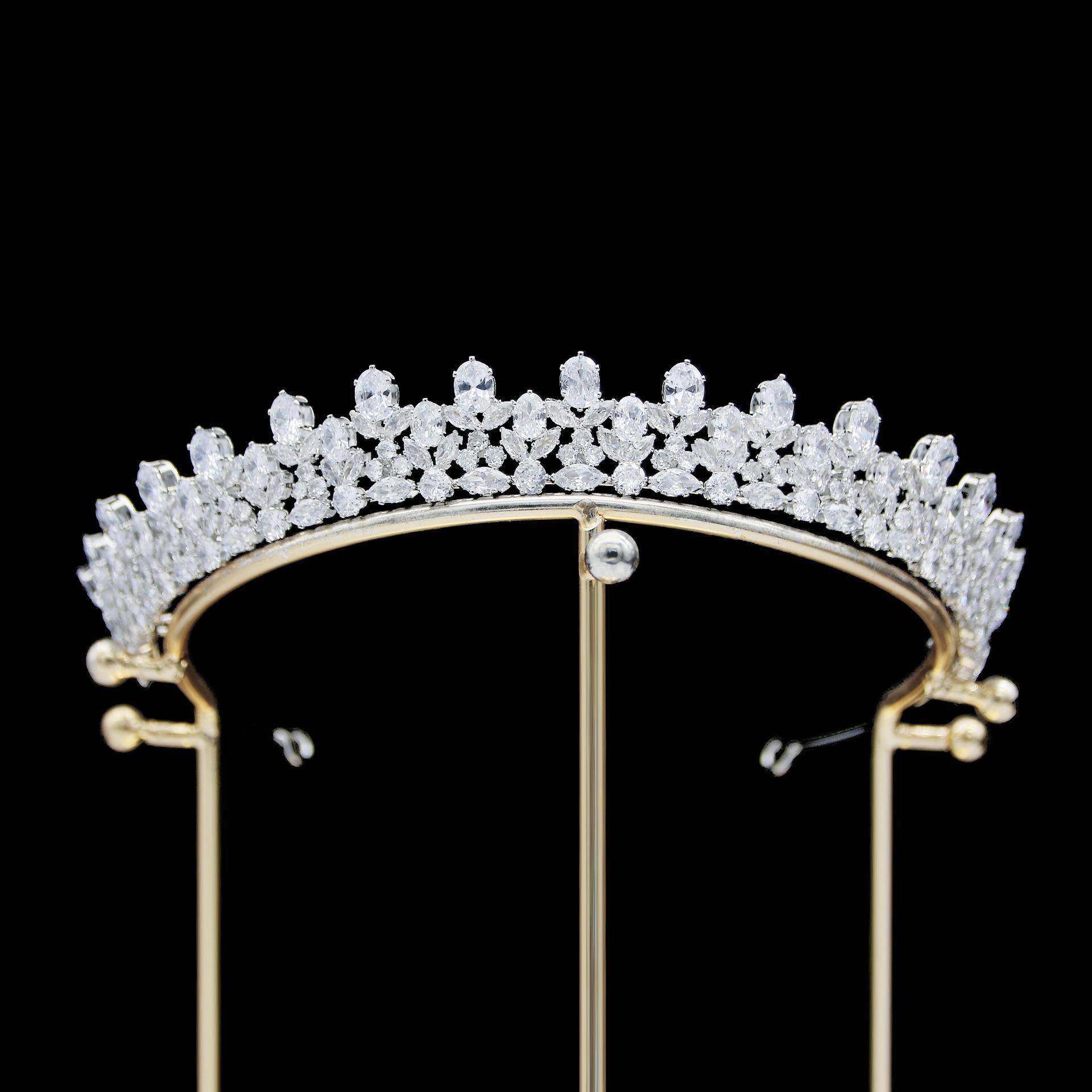 

Новая европейская и американская циркониевая свадебная корона-украшение для головы, металлическое гальваническое покрытие, корейский стиль, бриллиантовая корона, свадебные аксессуары для волос