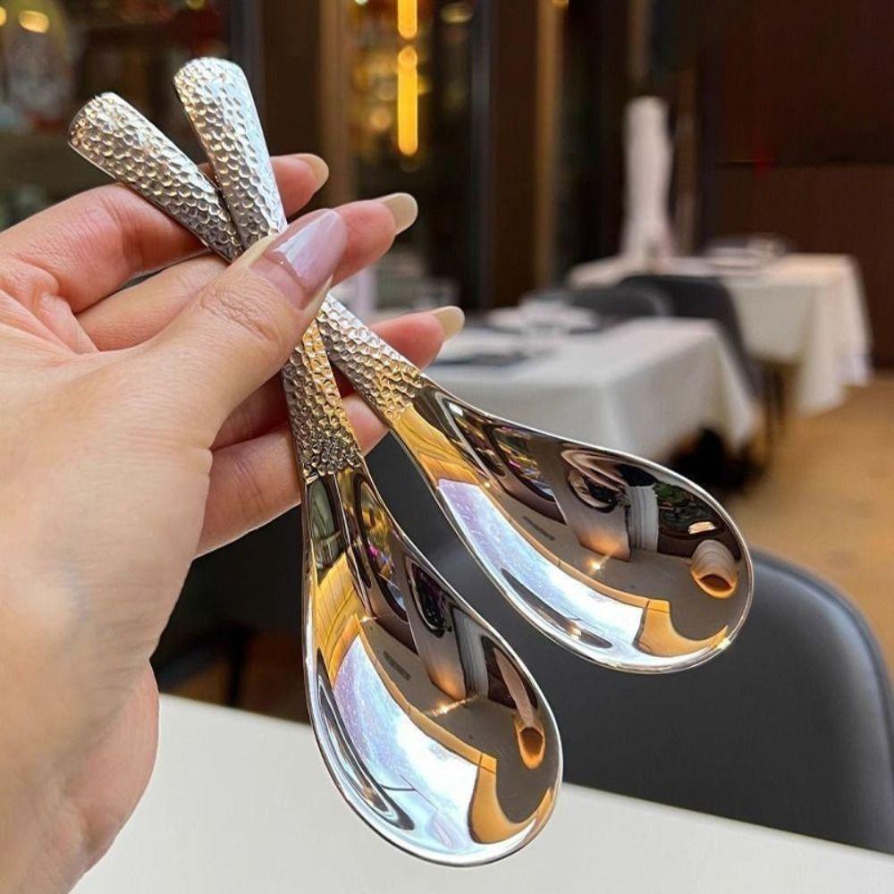 2 STÜCK Spiegelpolierter Reislöffel Silber Vertiefter Löffel Neue Reiskelle Zuhause