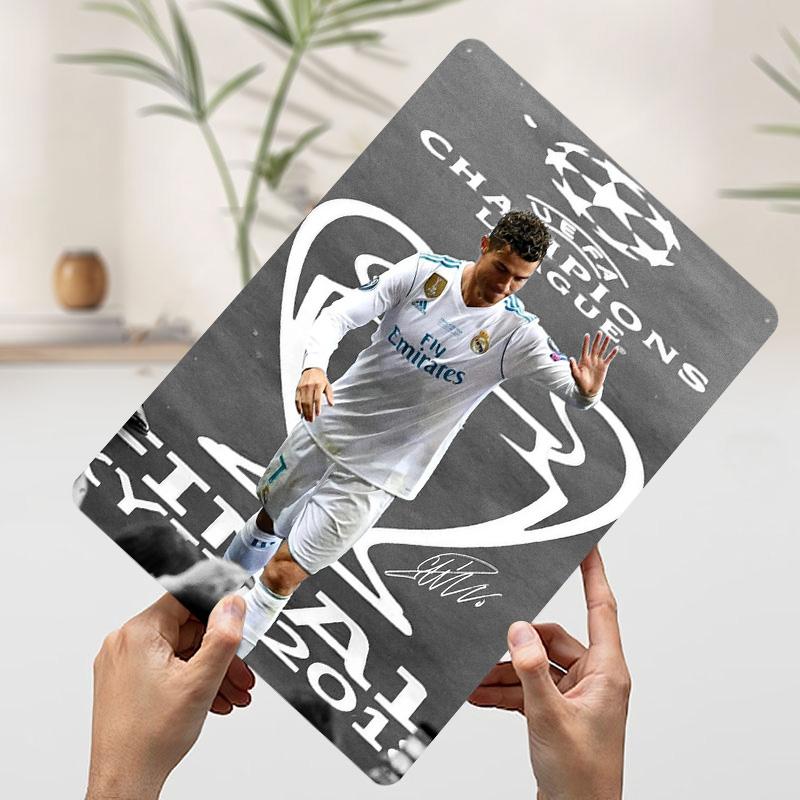 Cristiano Ronaldo Tinplate Poster Customized Wall Art Vintage Metal Signs Retro Tin Plaque for Living Room Decoration House Home