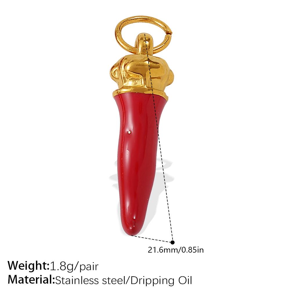 Cartoon Oil Dripping Fruit Diy Pineapple Pendant Stainless Steel Gold-Plated Dopamine Accessories