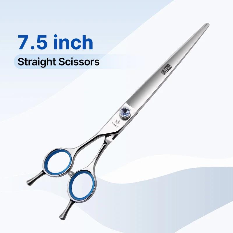 Fenice Professional 7.0/7.5/8 Inch JP440C Steel Left Hand Shears Blue Diamond Double Tail Nail Scissors Set for Pet Dog Grooming