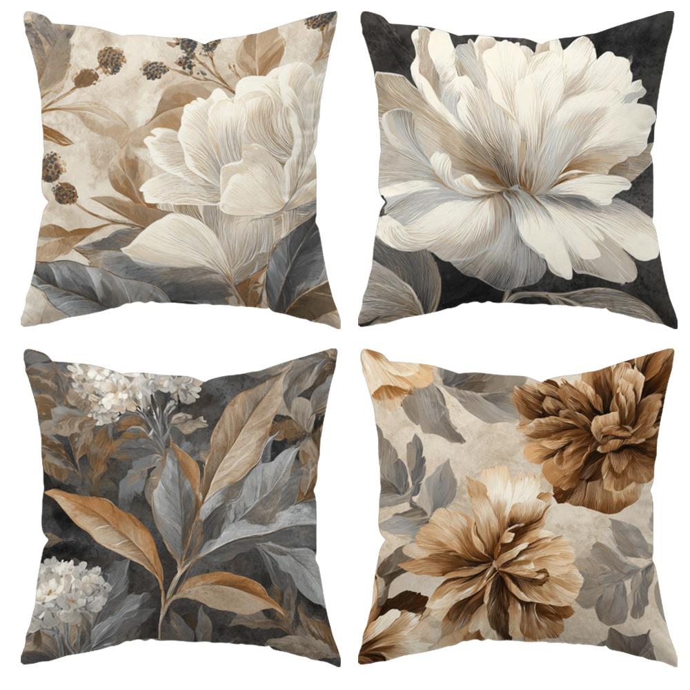 

4 Piece Pillow Covers Set Home Decor Bedding Accessories Stylish Cushion Covers Elegant Floral Patterns Add A Touch Of Natural 35x35cm 4pcs