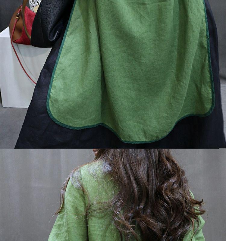 Embroidered Cotton Linen Cheongsam: Mid-Length Ethnic Summer Dress