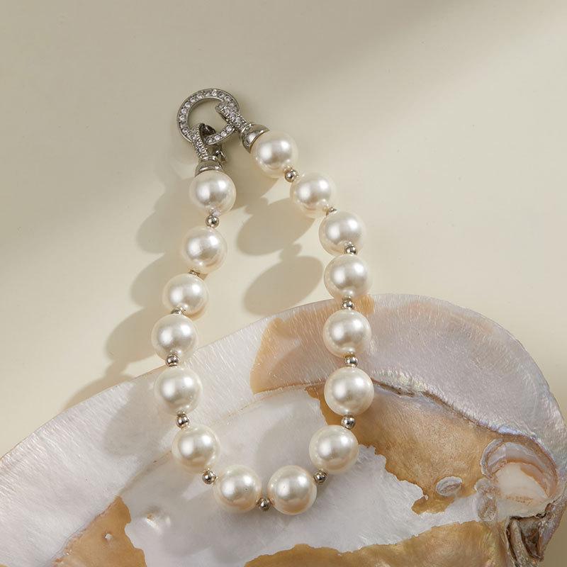 Baroque Shell Pearl Necklace and Bracelet Set - High-End Copper Accessories for Autumn/Winter