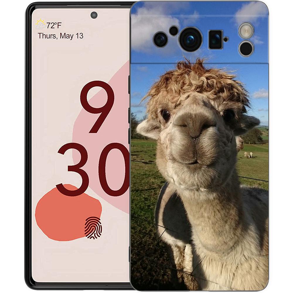 Kawaii Alpaca lovely Phone Case For Google pixel 9 8 7 6 Pro 8A 6A 7A 5G Silicone Shockproof Black Cover Fundas