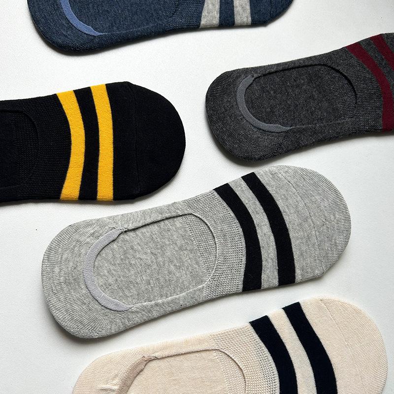 Men's Summer Thin Style Wicking Sweat Shallow Mouth Invisible Non Slip Do Not Drop with Short Boat Socks