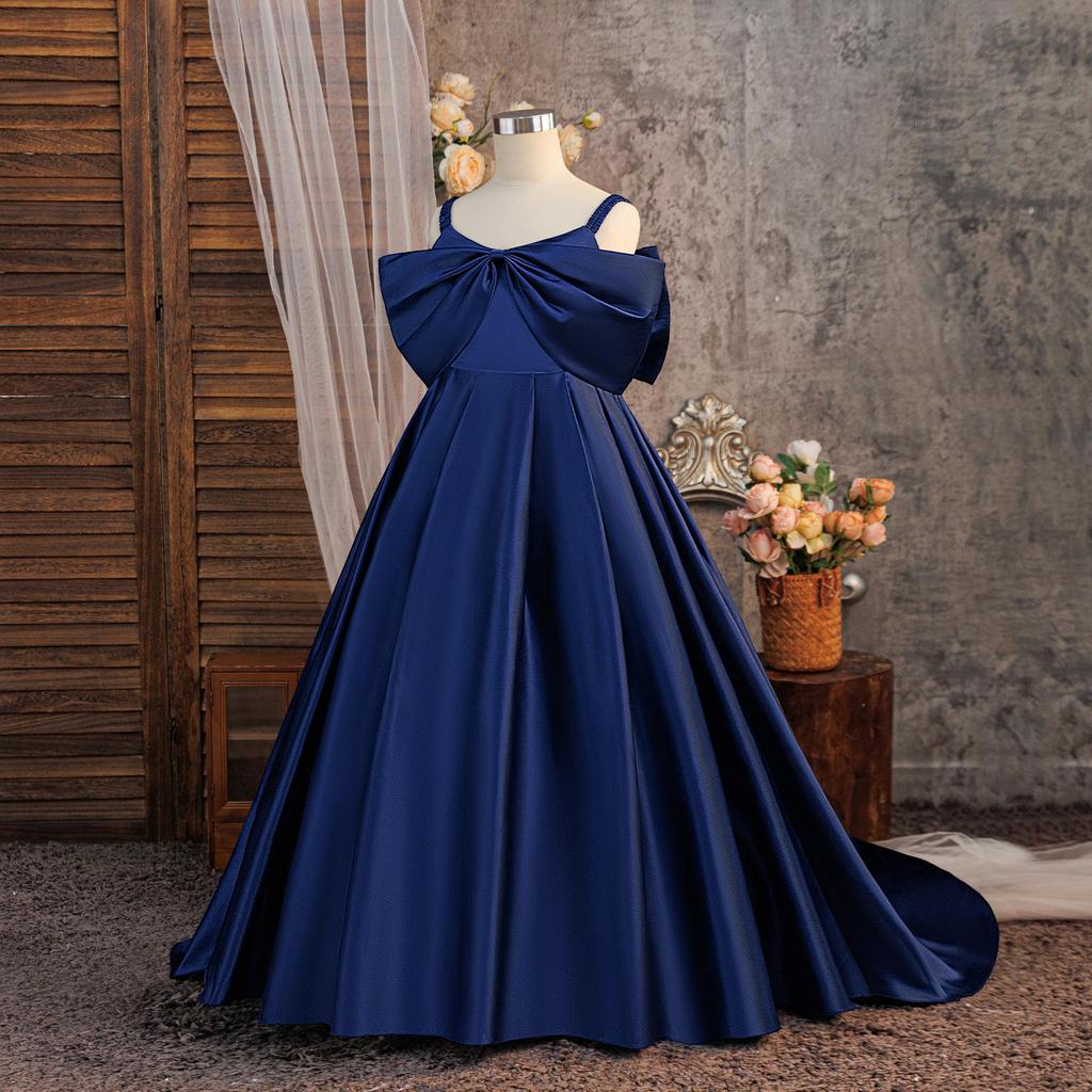 Biała sukienka ślubna dla małej księżniczki, druhenki, z trenem i puszystą spódnicą, na sesje zdjęciowe, scenę i wydarzenia wieczorowe