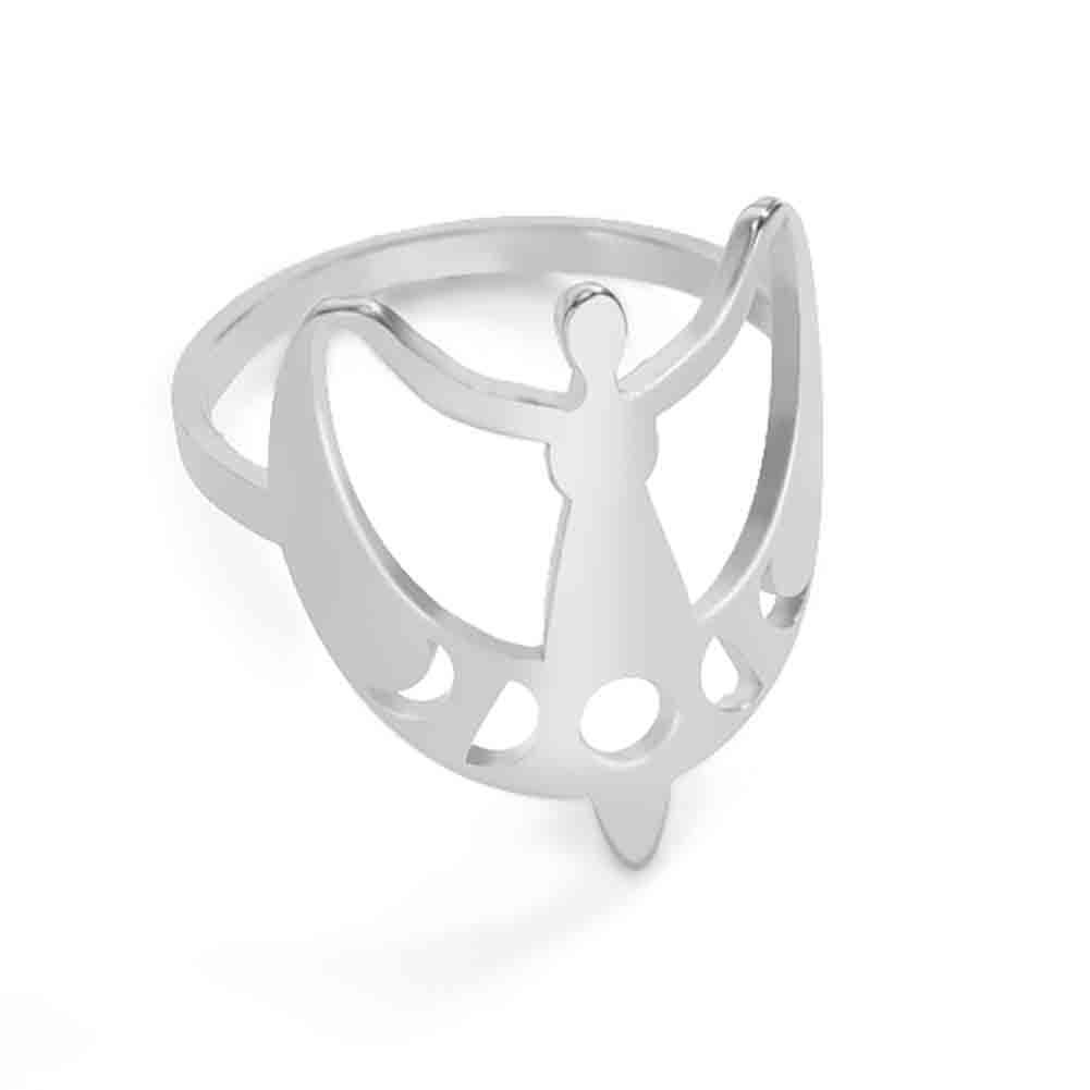 Dawapara Crescent Moon Fashion Women Ring Lunar Moon Phase Witch Stainless Steel Lucky Amulet Minimalist Jewelry