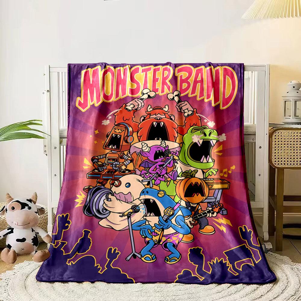 

Colorful cartoon monsters performing as a lively rock band on stage. for all seasons blanket lunch break throw gift 80cm x 120cm