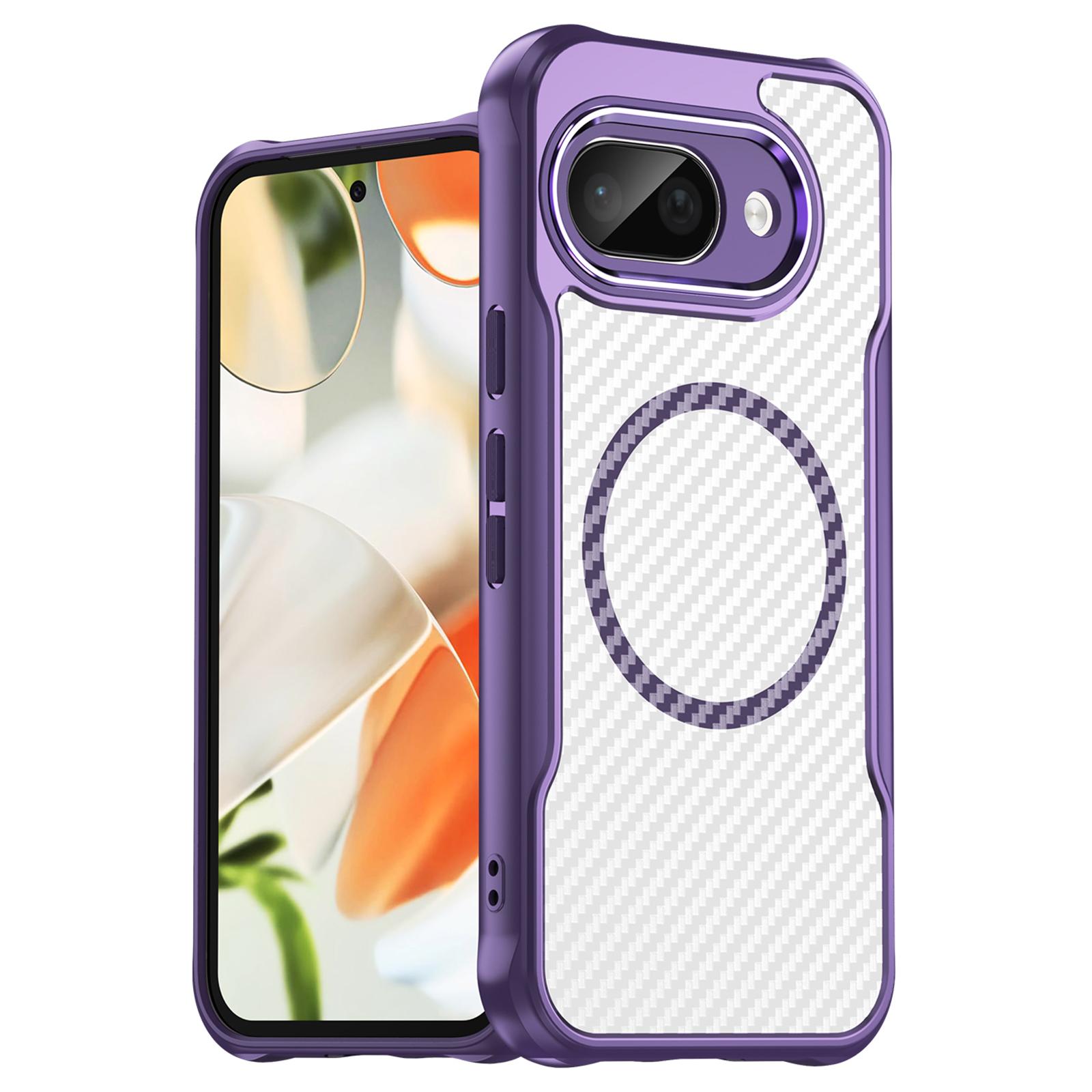 For Google Pixel 9a Magnetic Case Hybrid Phone Cover Carbon Fiber D