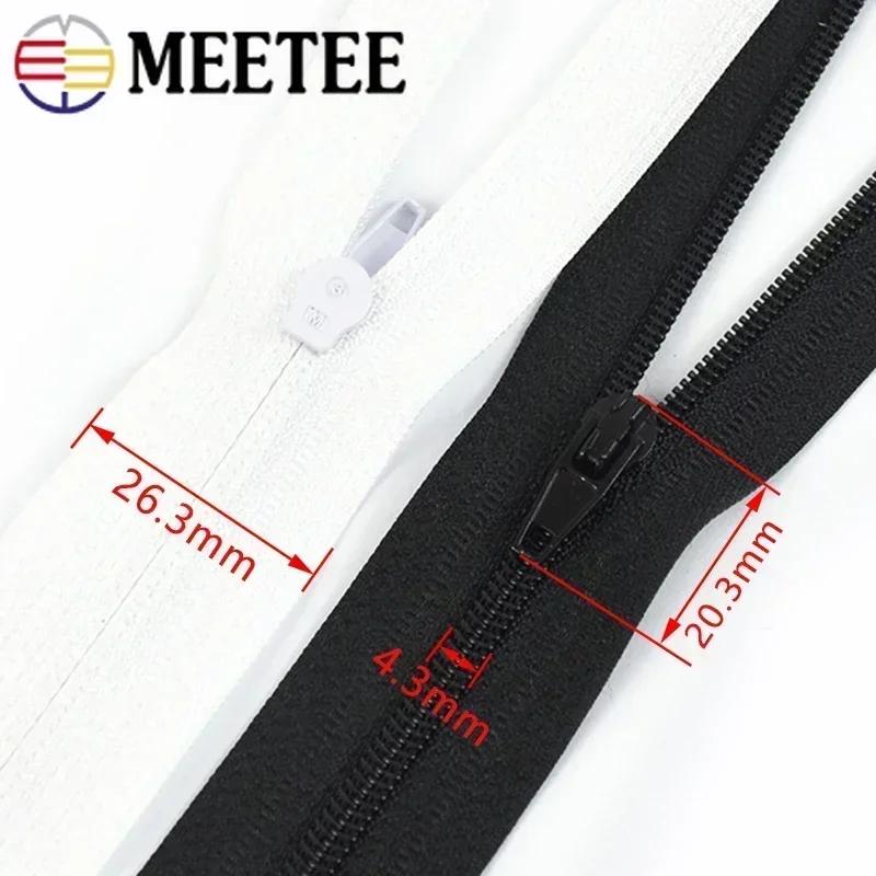 Meetee 5/10 Pezzi 40-300cm N°3 Cerniera in Nylon Nero Bianco Cerniere Aperte Giacca Piumino Cappotto Scarpe Cerniere con Blocco Automatico Accessorio Cucito Fai da Te