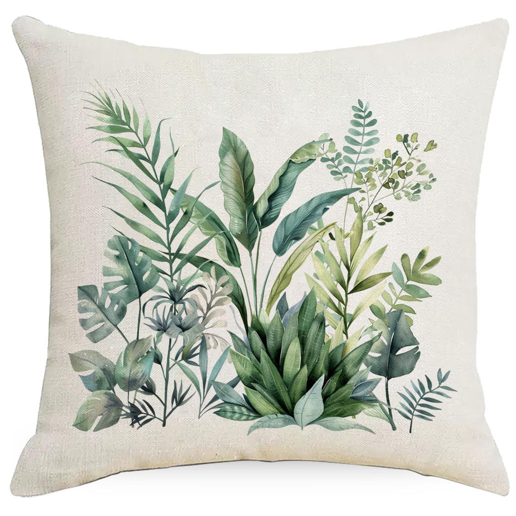 Summer Plant Leaves Pillow Simple Modern Tropical Plant Green Plant Pillow Sofa