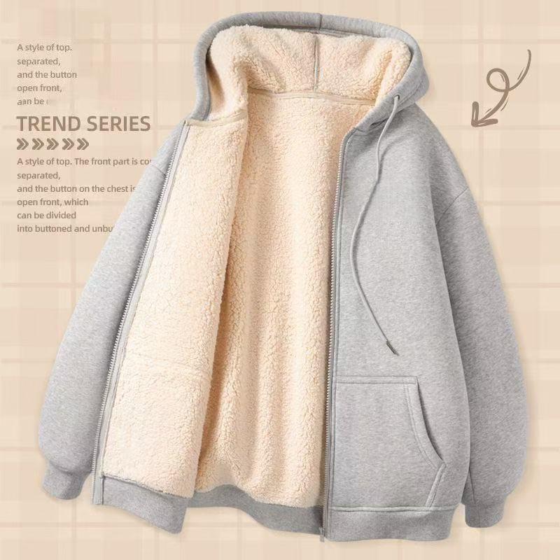 Men's Thick Lambswool Hoodie: New Style Velvet Lined Casual Jacket