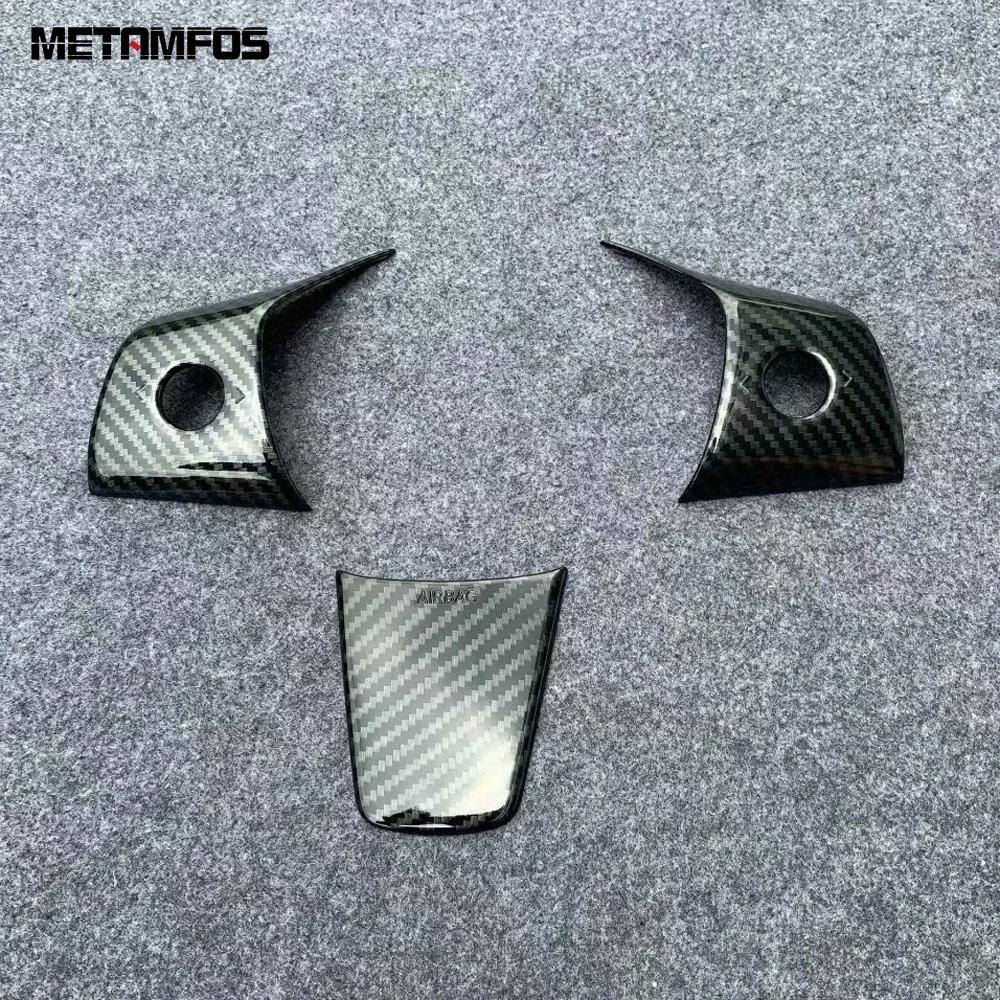 For Tesla Model Y     2024 2025 Carbon Fiber Steering Wheel Cover Molding Trim Interior Accessories Car Styling
