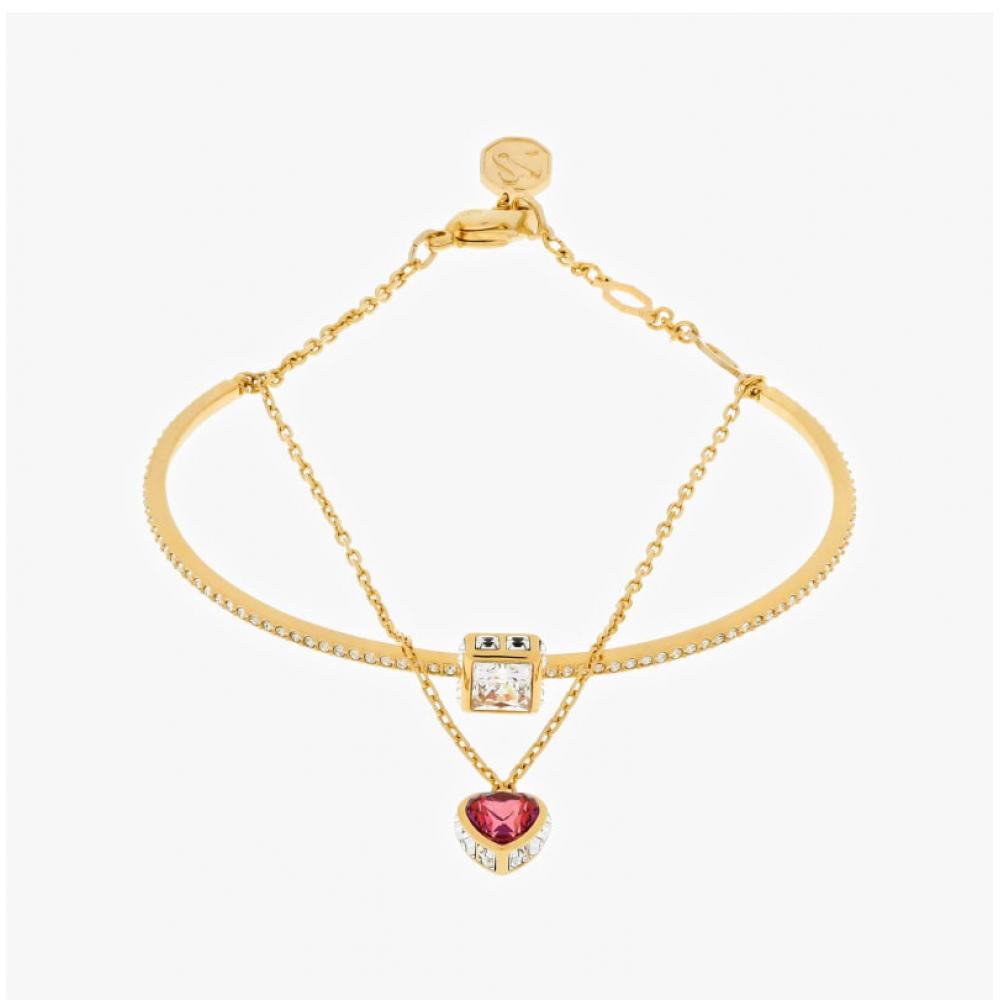 Swarovski 5683835 Chroma Heart Red Bangle Medium Bracelet