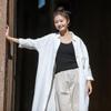 2026 Spring Women's Artistic Sand-Washed Cotton Linen Lapel Long Coat - Loose, Slimming Outerwear Cardigan