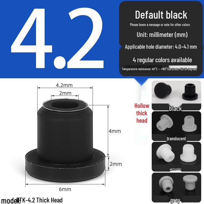 Black High-Temperature Resistant T-Shaped Silicone Stopper - Round Hole Rubber Gasket & Shock-Absorbing Blind Plug