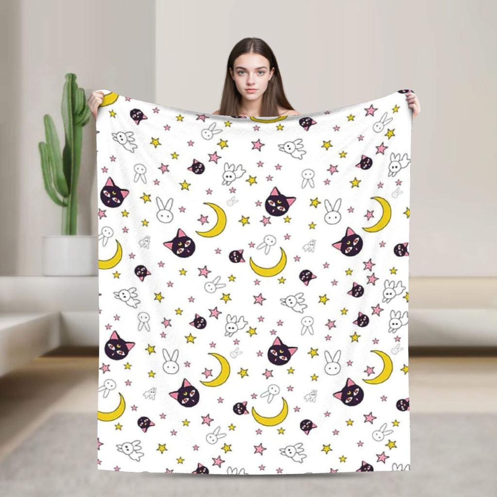Luna Sailors Moons Fleece Throw Blanket Blanket for Home Couch Soft Quilt,