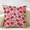 Cute Strawberry Girl Pink Cushion Cover Natural Linen Organic Fabric DoubleSided Printing Room Sofa Decor Pillow Case
