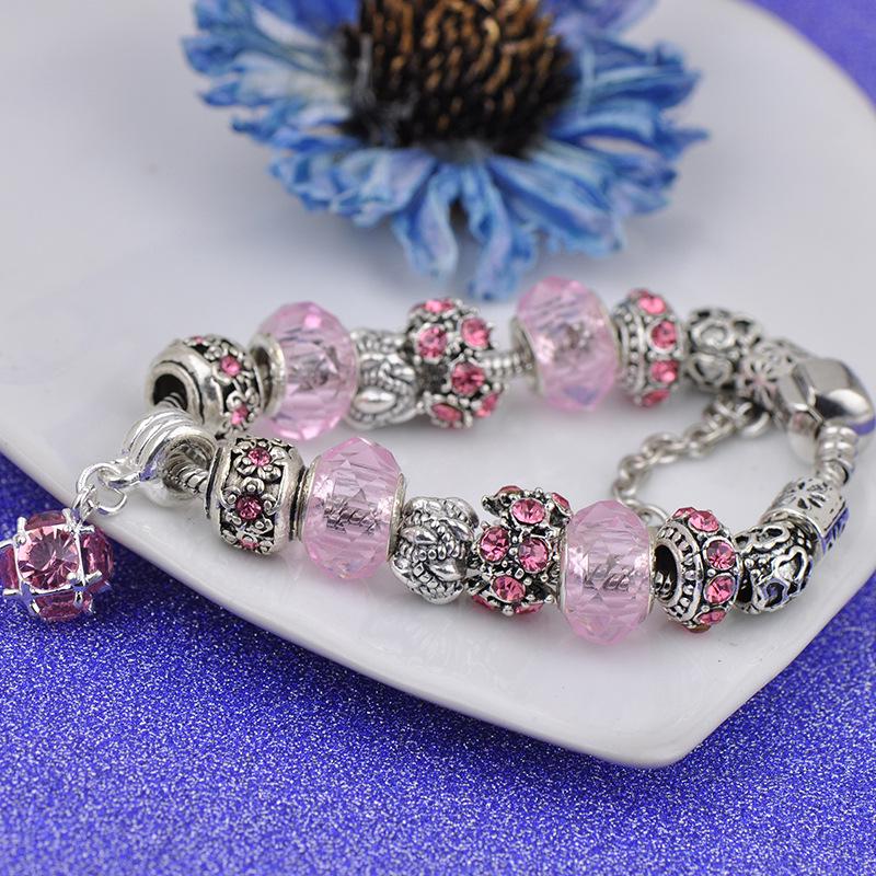 Brățară Trendy cu Mărgele de Cristal Pan cu Pandantiv Coroană de Flori