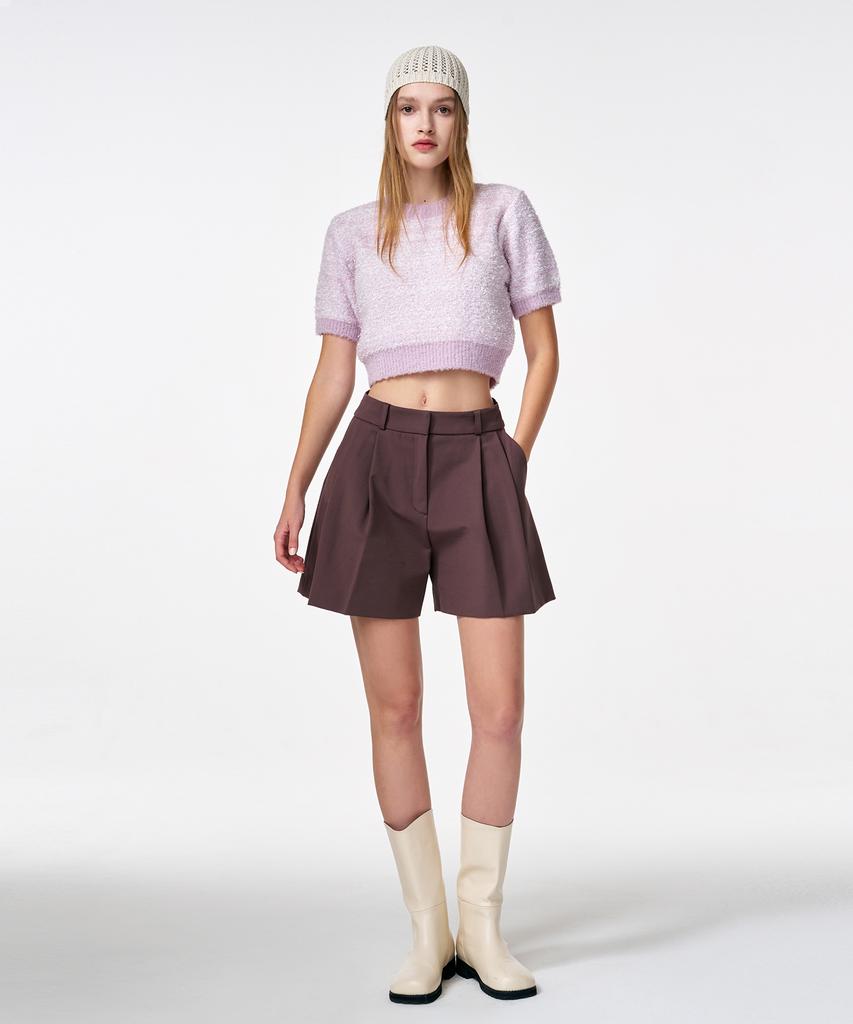 ETMON Color Blend Short Sleeve Knit Top Lavender