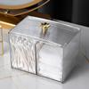 Make-up-Tische Organizer Wattestäbchen Aufbewahrungsbox Haushalt Tragbarer transparenter Kosmetikhalter Make-up-Box Kommode Zubehör