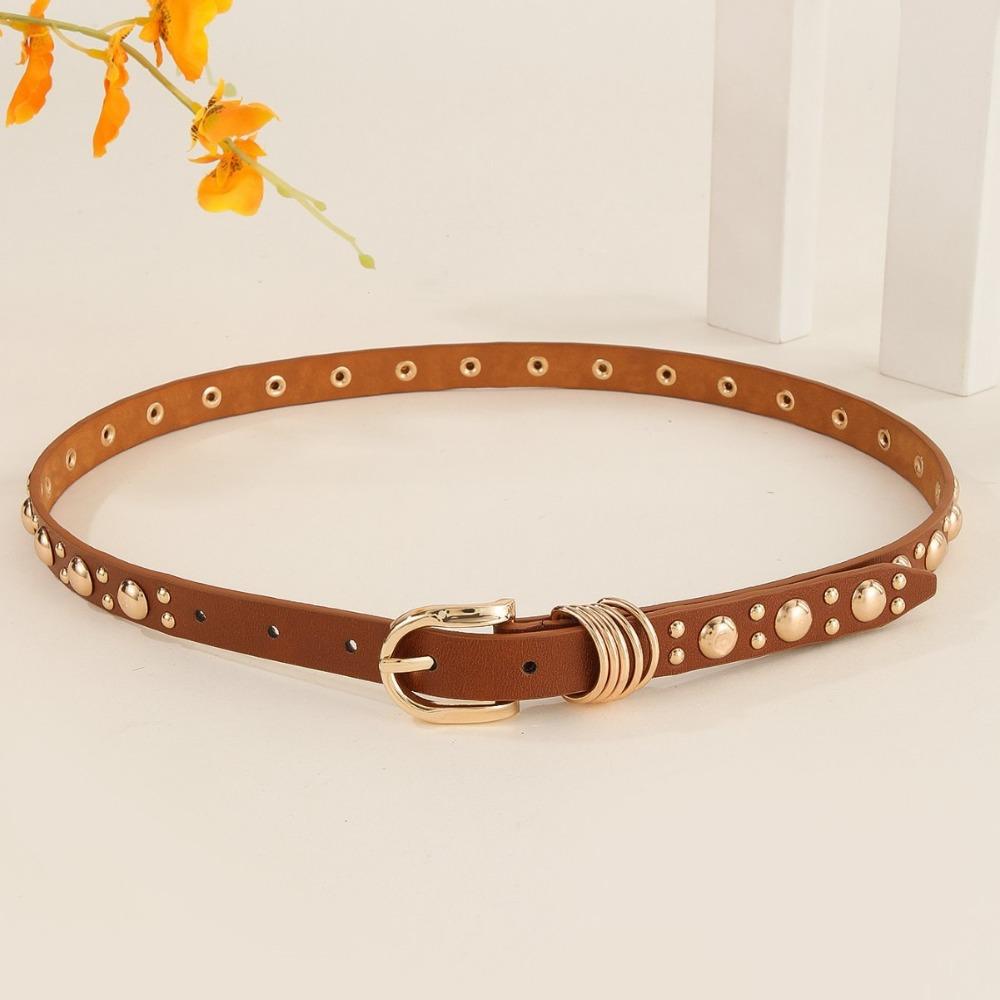 Pu Leather Rivet Waist Belt American Style Women's Jeans Belt Adjustable Y2k Thin Belt  Spicy Girls
