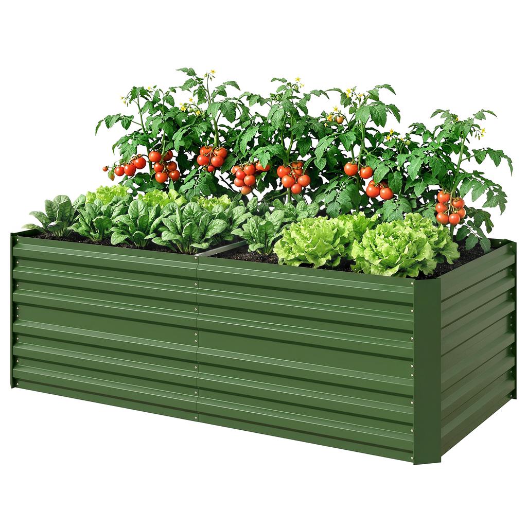 Raised garden bed, rectangular, galvanized steel tubes, 180 x 90 x 59 cm