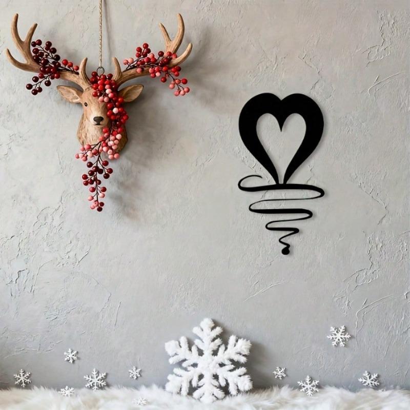 Minimalist Heart Metal Wall Art Interwoven Iron Design Beige Bronze Wedding Valentine Gift