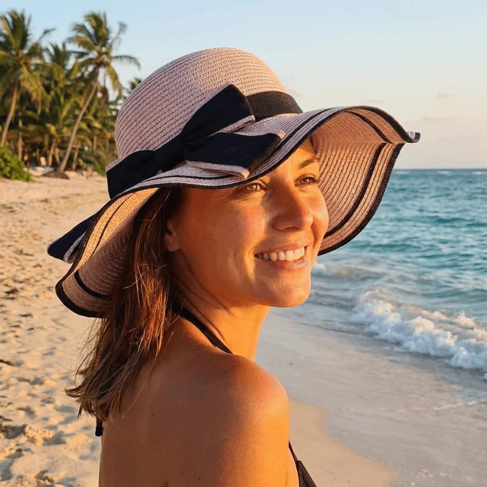 Bohemian Straw Weave Sun Hat Large Fisherman Hat Casual Sunscreen Bucket Hat  Ladies/Girls