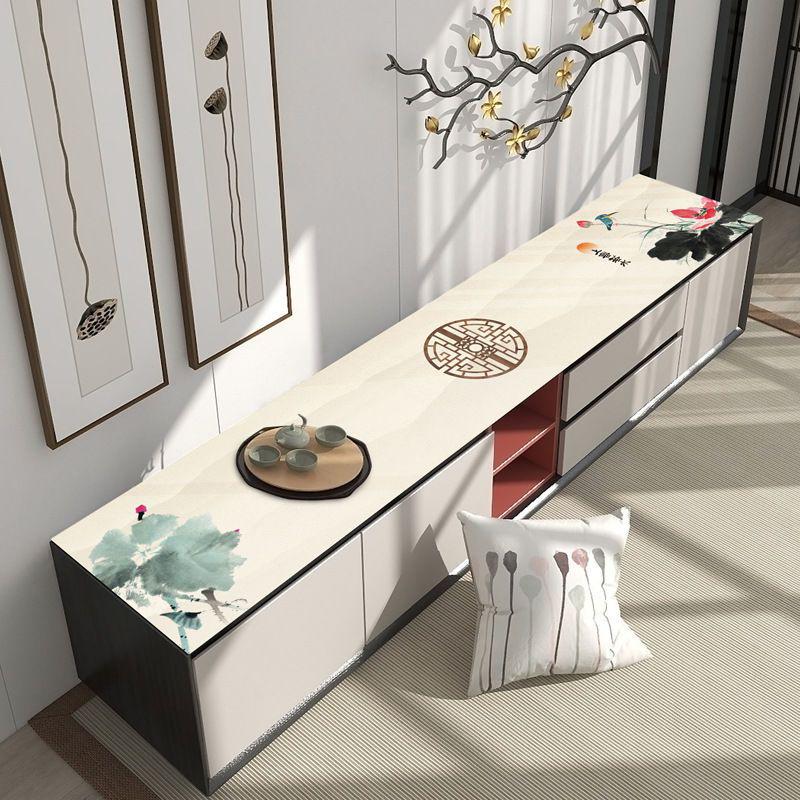 Waterproof Chinese Style TV Cabinet Tablecloth - Wash-Free Countertop Cover Mat